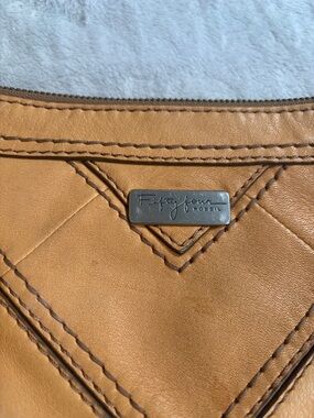 Fossil Mustard Leather Chevron Wristlet Clutch